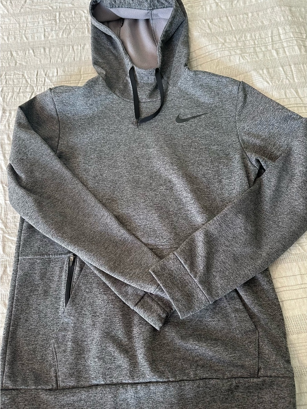 Nike Dark Gray Heather Hoodie with Black Swoosh